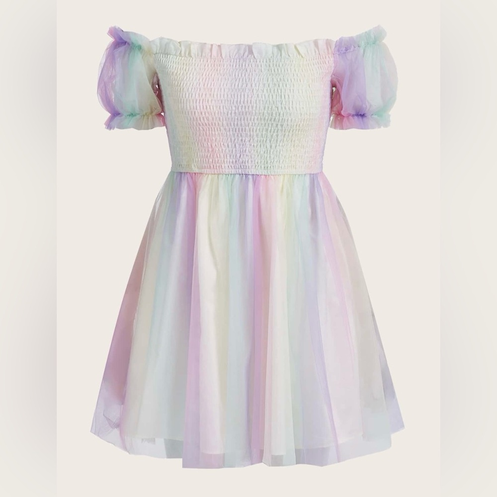 Pastel Rainbow Tulle Dress